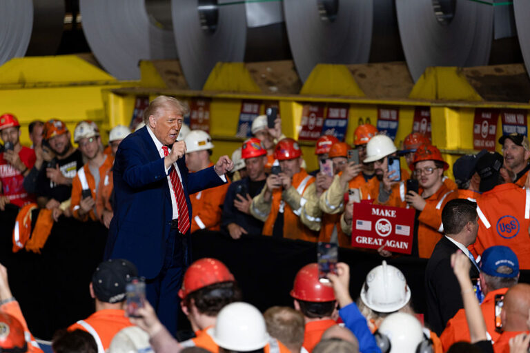President Trump Speaks On US Steel Deal At US Steel Irvin Works